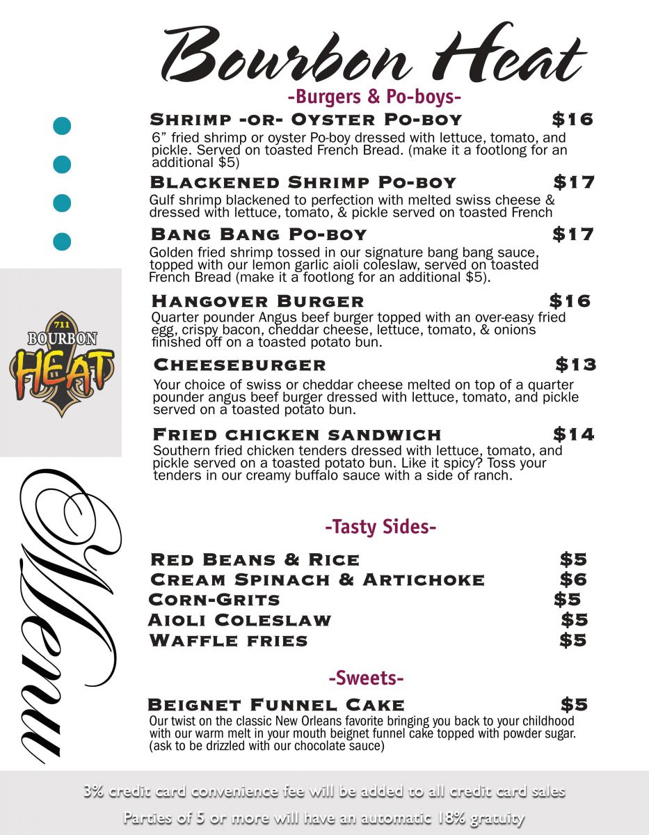 Bourbon Heat Menu 2