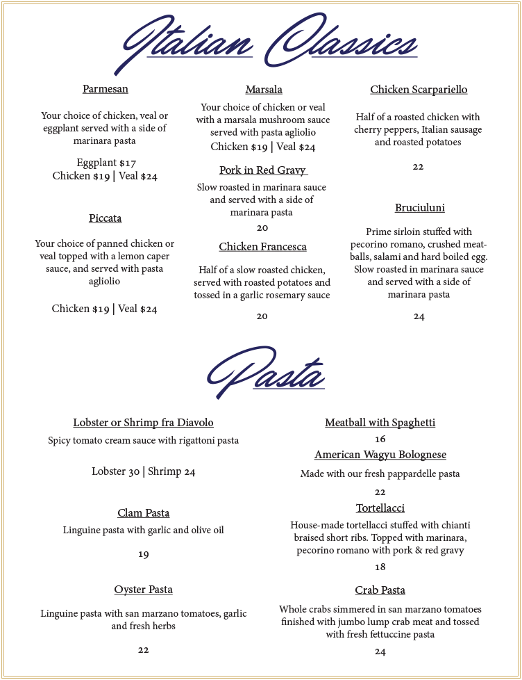 Rizzuto's Ristorante & Chop House Menu Page 3