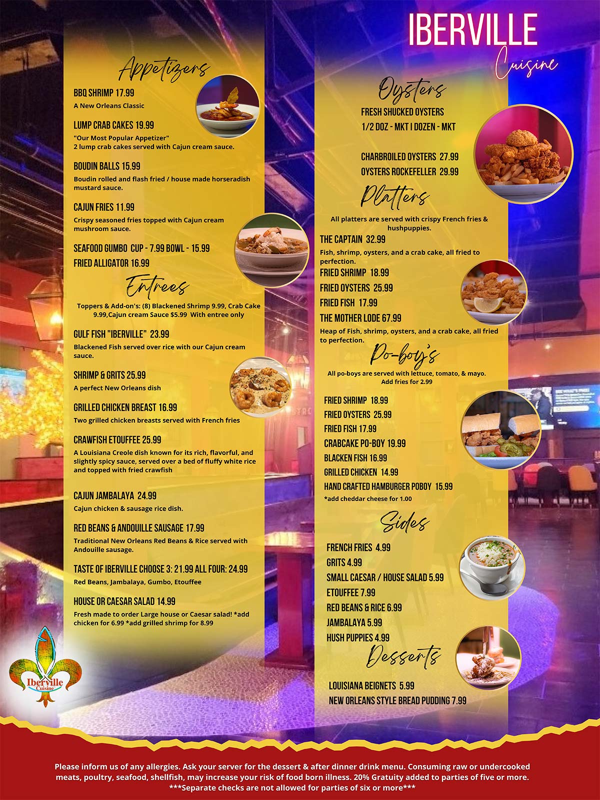 Iberville Cuisine Menu